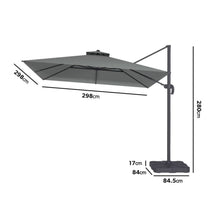 Load image into Gallery viewer, 3x3m Grey Square Cantilever Parasol with Base and Cover Included
