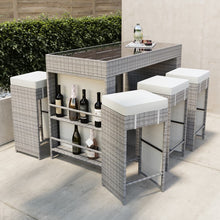 Load image into Gallery viewer, Natural Rattan Garden Bar Cube Set with 6 Stools
