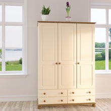 Load image into Gallery viewer, Richmond 3 Door 4 Drawers Wardrobe in Cream &amp; Pine
