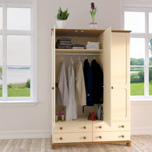 Load image into Gallery viewer, Richmond 3 Door 4 Drawers Wardrobe in Cream &amp; Pine
