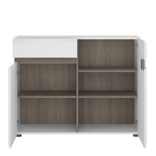 Load image into Gallery viewer, Chelsea Living 1 Drawer 2 Door Sideboard in White With a Truffle Oak Trim
