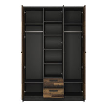 Load image into Gallery viewer, Brooklyn 3 Door Wardrobe with 2 Drawers in Walnut and Dark Matera Grey
