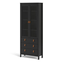 Load image into Gallery viewer, Barcelona China Cabinet 2 Doors W/Glass + 3 Drawers in Matt Black
