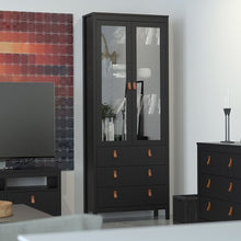 Load image into Gallery viewer, Barcelona China Cabinet 2 Doors W/Glass + 3 Drawers in Matt Black
