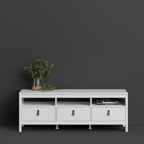 Barcelona TV Unit - 3 Drawers in White