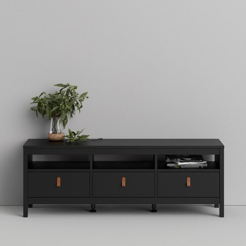 Barcelona TV Unit - 3 Drawers in Matt Black