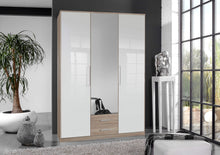 Load image into Gallery viewer, Alpine White Gloss and Oak Effect 3 Door / 2 Drawer Wardrobe
