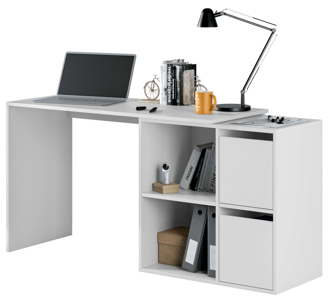 Cheltenham- White Reversible Desk with Storage