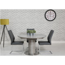 Load image into Gallery viewer, Extendable Round Dining Table &amp; 4 Grey Faux Leather Chairs
