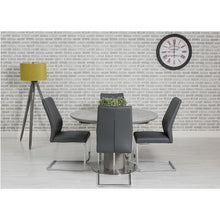 Load image into Gallery viewer, Extendable Round Dining Table &amp; 4 Grey Faux Leather Chairs
