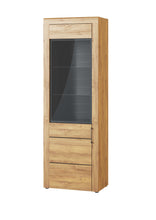 Load image into Gallery viewer, Delmar Tall Oak Effect 1 Door Display Cabinet
