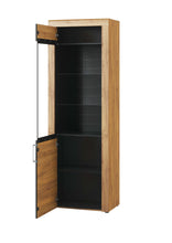 Load image into Gallery viewer, Delmar Tall Oak Effect 1 Door Display Cabinet
