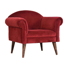 Load image into Gallery viewer, Wine Velvet Nordic Style Armchair
