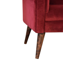 Load image into Gallery viewer, Wine Velvet Nordic Style Armchair
