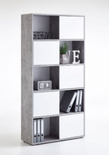 Load image into Gallery viewer, Davide Concrete Grey and White Tall Bookcase
