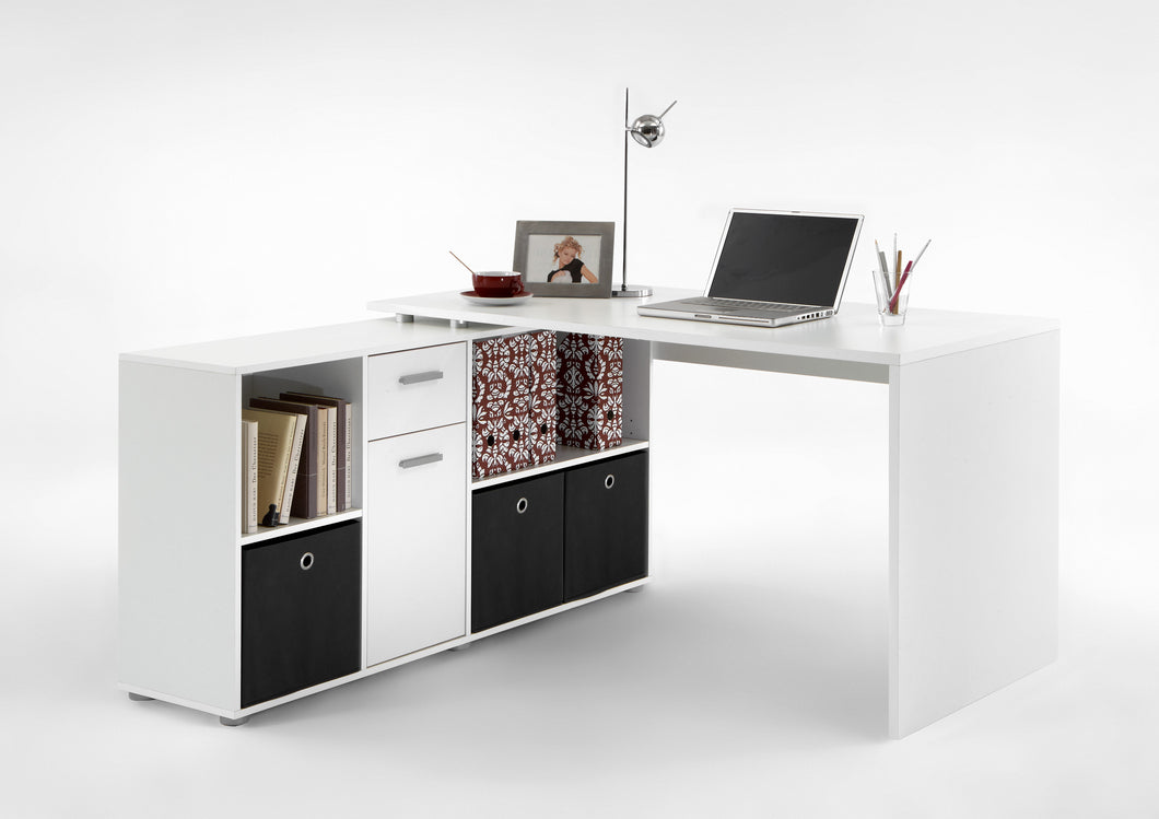 Davide White Flexi Corner Office Desk