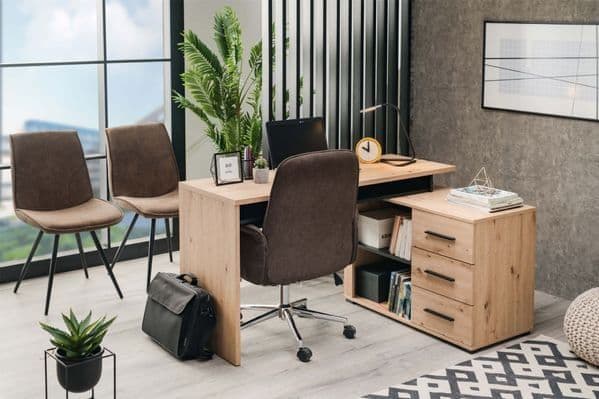 Acom Oak And Black Corner Desk