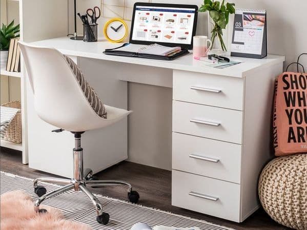 Aries Matt White Desk