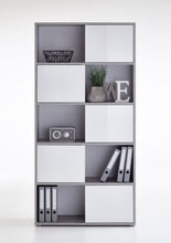 Load image into Gallery viewer, Davide Concrete Grey and White Tall Bookcase
