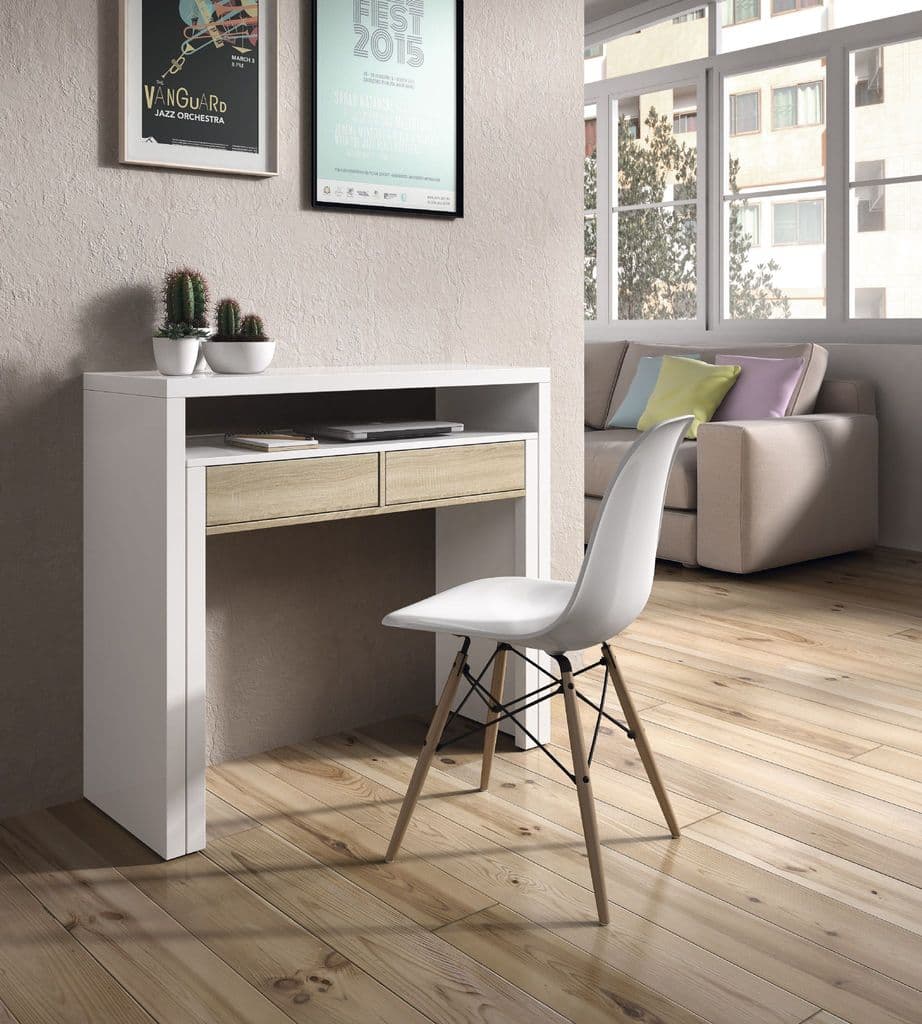 Perugia White and Oak Desk/Dressing Table or Console Table