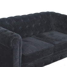 Load image into Gallery viewer, Black Velvet Chesterfield Sofa
